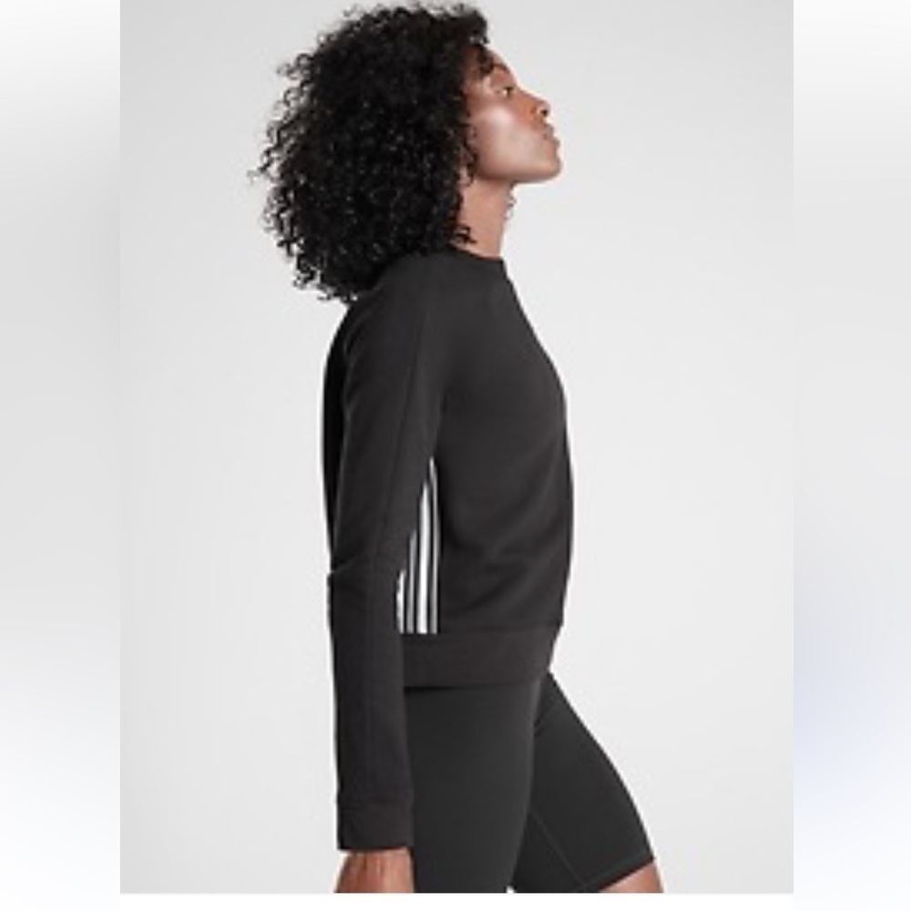 ATHLETA Black & White 24/7 Striped Pullover Crew Sweatshirt XS